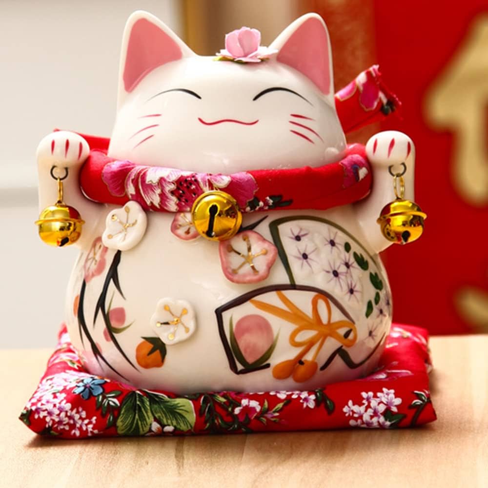 2枚セット　lucky cat coin bank Lucky Cat Coin Bank Style Ornately Decorated Porcelain